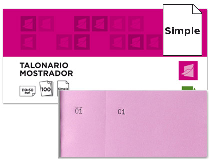Talonario Liderpapel Mostrador 50x110mm. rosa con matriz
